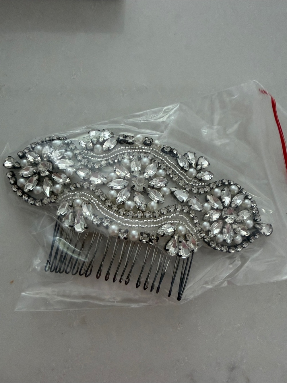 Rhinestone Crystal Silver Bridal Hair Comb - box dented
